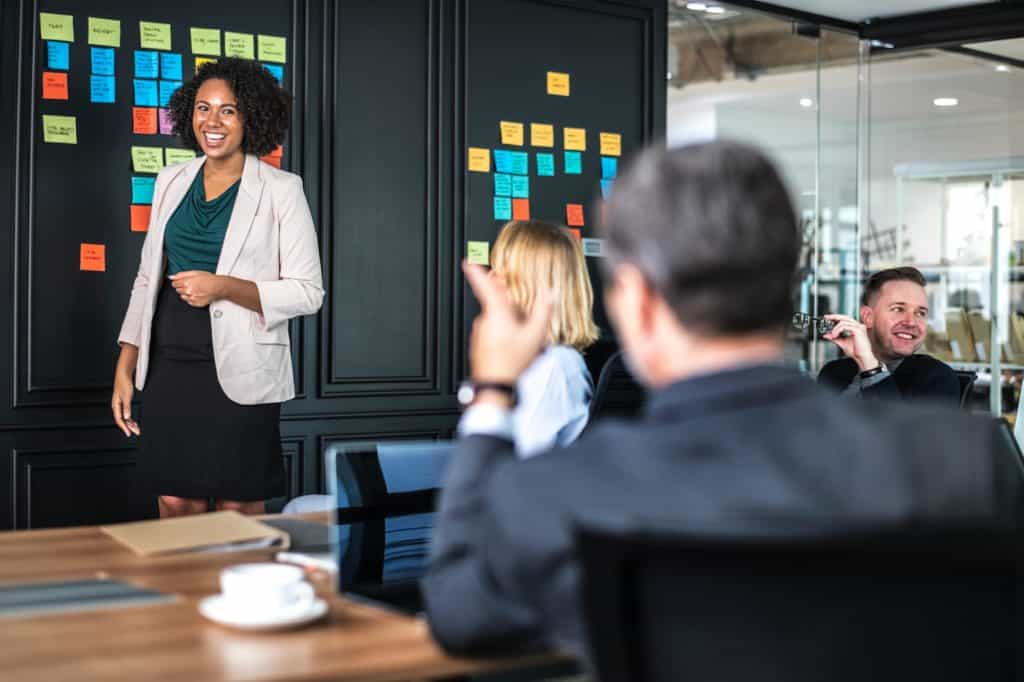 marketing team leading meeting