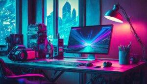 Computer With A New Website Sitting On A Desk