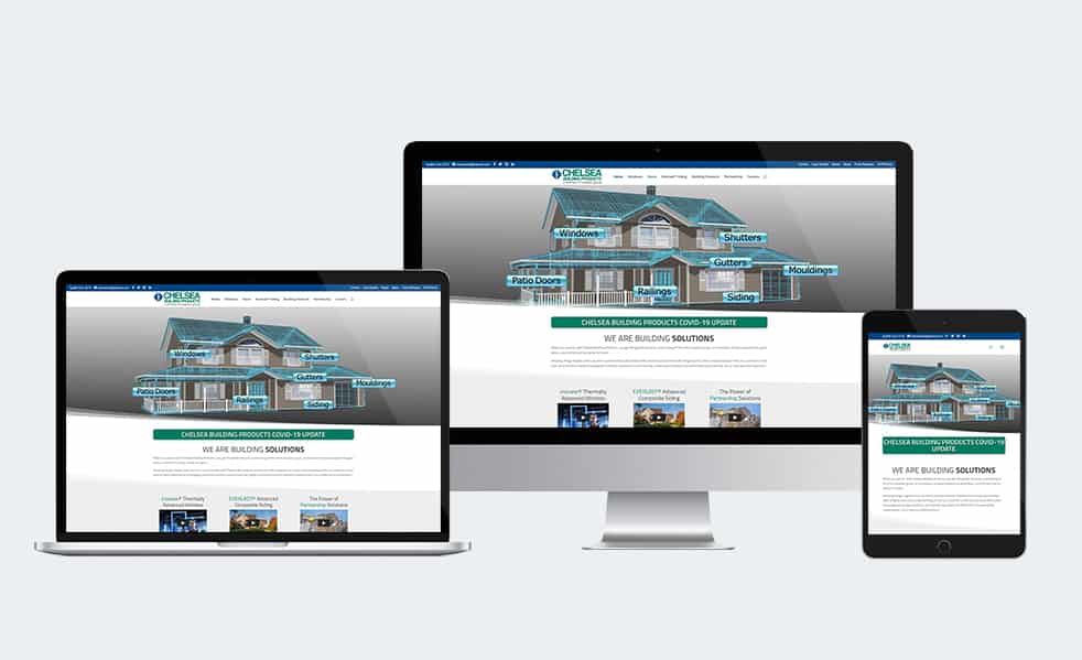 Chelsea Building Products Website On Desktop, Laptop, And Mobile
