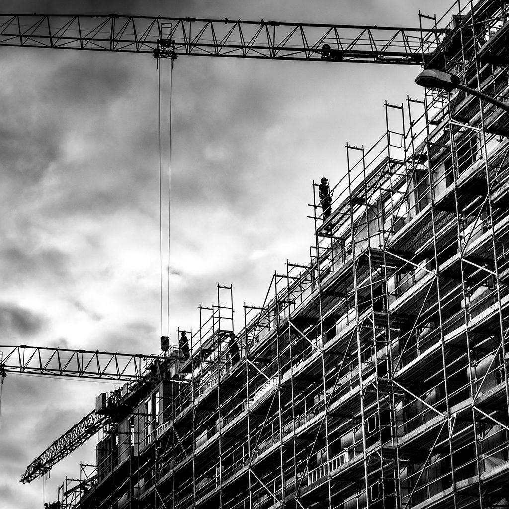 Black And White Image Of Scaffolding