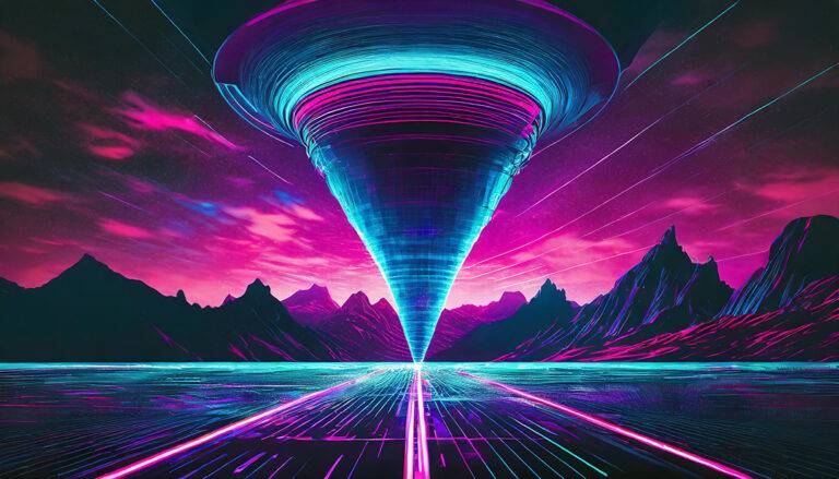 Digital Landscape With A Large Content Funnel In The Middle.