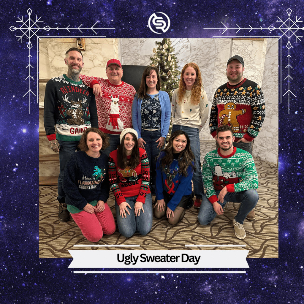 Picture Of Redshift Team In Ugly Christmas Sweaters