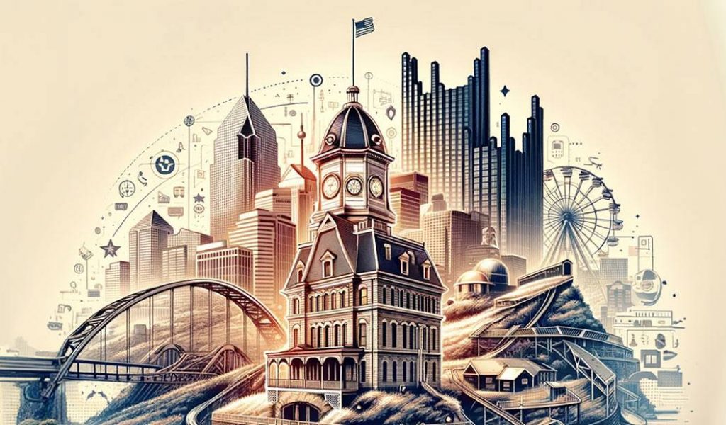 illustration of famous pittsburgh landmarks