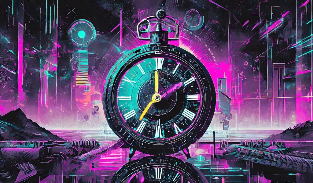 Stop watch in the middle of a city