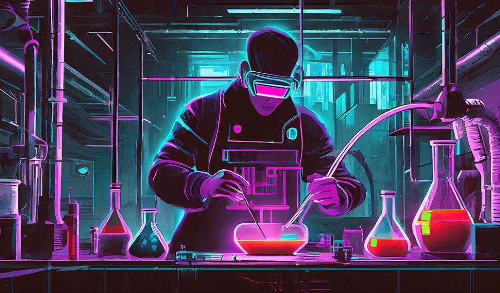 worker creating a secret sauce in a lab environment