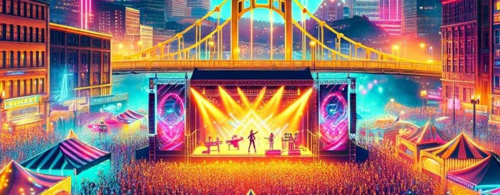 illustration of concert in downtown pittsburgh