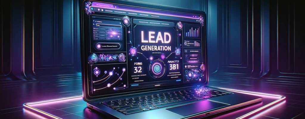 laptop showing lead generation growth
